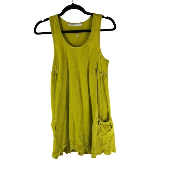 Athleta Dresses & Skirts - Athleta Shift Mini Dress Ruffle Pockets Slub Knit Cotton Modal Blend Green S